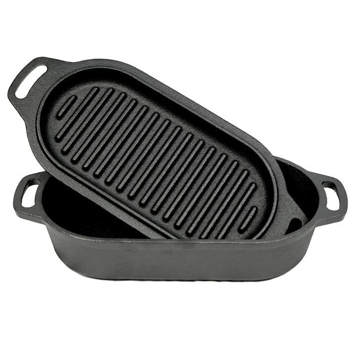 Valhal Outdoor Gietijzeren Dutch Oven Met Grill Deksel Ovaal 1 Liter 3 Valhal Outdoor Gietijzeren Dutch Oven Met Grill Deksel Ovaal 1 Liter - Afbeelding 3
